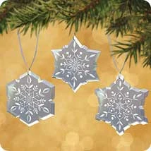 2002 Memories Of Christmas Snowflakes Etched Glass Set/3