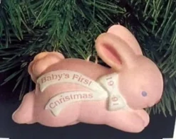 1991 Baby's First Christmas Girl Bunny Baby Celebrations (Slightly Damaged Box)