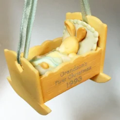 1993 Grandson's First Christmas Bunny In Cradle (White Box)