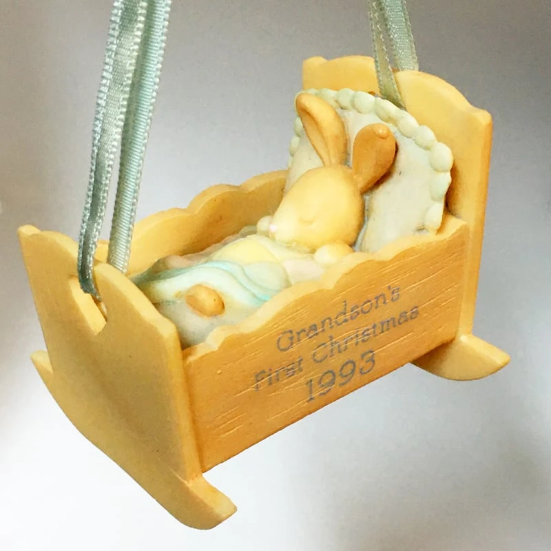 1993 Grandson's First Christmas Bunny In Cradle (White Box)