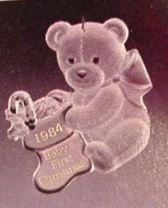 1984 Baby's First Christmas Acrylic Bear (Slightly Damaged Box)
