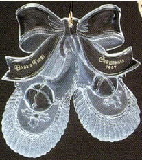 1987 Baby's First Christmas Acrylic Booties (Slightly Damaged Box)