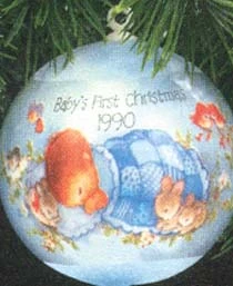 1990 Baby's First Christmas Ball (Boy) (Slightly Damaged Box)
