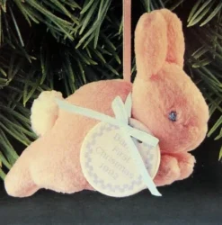 1992 Baby's First Christmas Pink Bunny