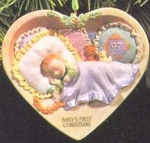 1997 Baby's First Christmas-Porcelain Heart (Slightly Damaged Box)