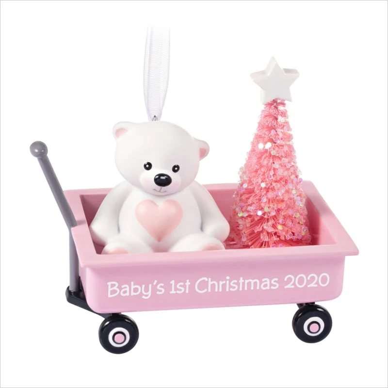 2020 Baby's First Christmas Girl Pink Wagon