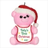 2021 Baby Girl's First Christmas Pink Bear