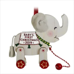 2019 Baby's First Christmas Elephant Pull Toy (Slightly Damaged Box)