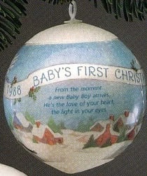 1988 Baby's First Christmas Ball (Boy) (Slightly Damaged Box)