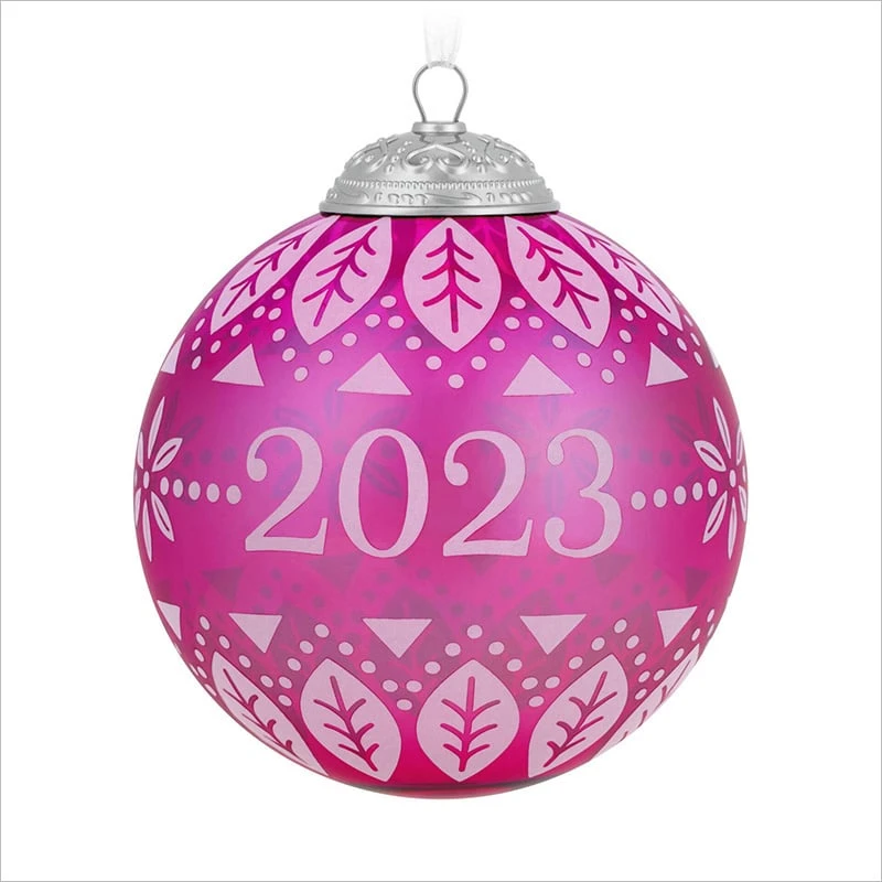 2023 Christmas Commemorative 11th Magenta Glass Ball - Pre-order Item. Ships Oct 14.
