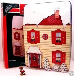 1992 The Night Before Christmas Tin House With Miniature Chair *Miniature *Signed Box (Slightly Damaged Box)