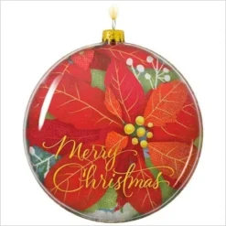 2017 Merry Christmas Glass Poinsettia