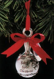 1993 Baby's First Christmas Silver Rattle (Slightly Damaged Box)